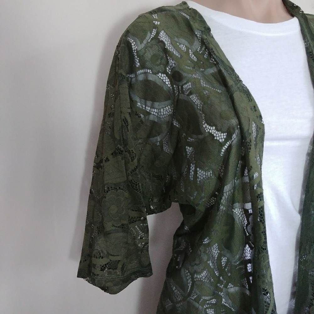 3/$50 SALE LULAROE OLIVE LACE CARDIGAN SHIRT